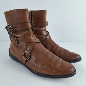 TOD'S Brown Leather Zip Sider Ankle Boots Womens Size US 7.5 UK 5 EU 37.5 SE145 - Picture 1 of 15