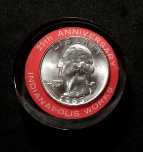1963 silver Quarter, International Harvester Indianapolis Works. 25 Anniversary - Picture 1 of 2