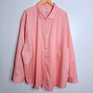 Calvin Klein Men's Infinite Non Iron Slim Tall Shirt Pink 22 36/37 6XL - Picture 1 of 9