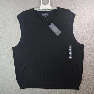 $89 NEW Hart Schaffner Vest Sweater Men 2XB V-Neck 100% Merino Wool Black - Picture 1 of 10