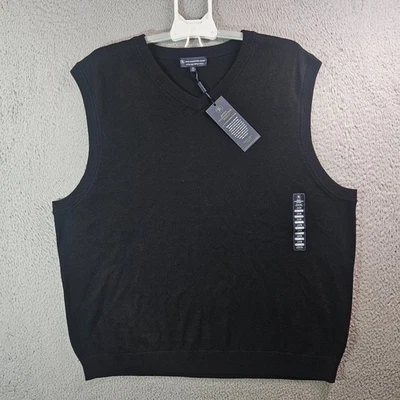 $89 NEW Hart Schaffner Vest Sweater Men 2XB V-Neck 100% Merino Wool Black - Image 1 of 4