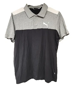 Puma Essential Block Short Sleeve Polo Shirt Men's MEDIUM Black Casual - Picture 1 of 7