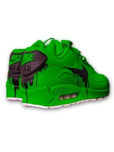 Scarpe Nike Air Max 90 personalizzate - verde nero a goccia - dipinte a mano - gocciolate Nike - Foto 1 di 6
