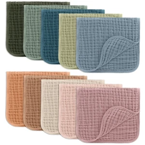 Muslin Burp Cloths 20" x 10", Pack of 10 - Large, 6-Layer, Ultra Absorbent 10... - Bild 1 von 6