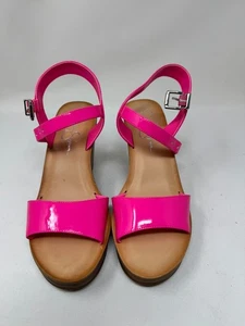 Sandalias de cuña Jessica Simpson JMIERCEN ROSA NEÓN súper charol correa talla 8M - Imagen 1 de 6