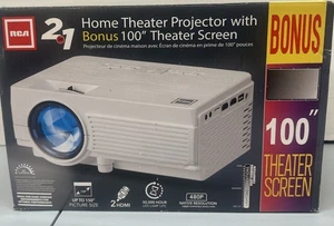 RCA 480P LCD Home Theater Projector w/ Bonus 100" Fold up Projector Screen RPJ16 - Picture 1 of 5