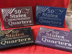 2001 50 States Commemorative Quarters - Denver -Philadelphia-Gold-Platinum Set - Picture 1 of 4