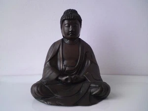 60er Jahre Japanisches altes Souvenir Kaltguss Bronze Harz Amida Buddha Skulptur - Bild 1 von 22
