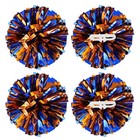 4Pcs 12 inch Metallic Cheerleading Pom Poms with Handle Rings, Blue Orange