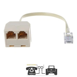 Telephone Splitter, RJ11 6P4C 1 Male to 2 Female Adapter,2 Lot H0 RJ11 N7B7 G3X4 - Zdjęcie 1 z 8