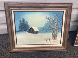 Mountain Winter Scene By T Abbisso 20x17 - Picture 1 of 3