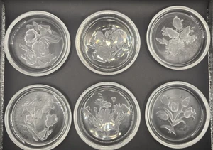Vintage Val Saint Lambert crystal floral coasters - Picture 1 of 19