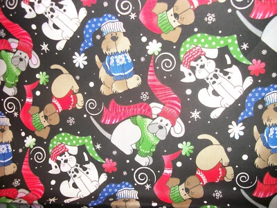 FABRIC - PATTY REED DOGS WINTER/ CHRISTMAS  100% COTTON  NEW! - Image 1 of 3