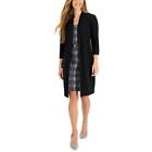 Connected Apparel Womens Black Knit Plaid Work Sweaterdress 8 BHFO 0785