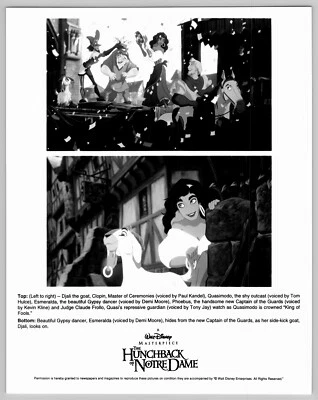 O Corcunda de Notre Dame 1988 Filme Estampa 8x10 Animação Vintage Djali Clopin - Imagem 1 de 2