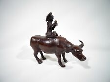 Statuetta Asiatica Bufalo Personaggio IN Bronzo Scultura Asia