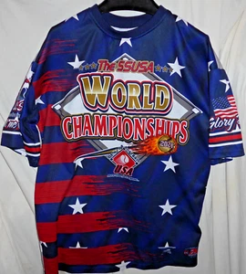 Maglia USSSA Senior Softball Campionati Mondiali 2021 Tg XL Double Sided - Foto 1 di 3
