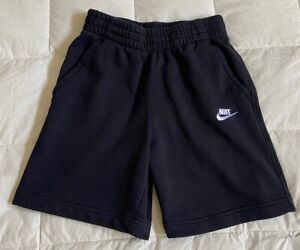 Nike White Embroidered Logo Black Sweat Basketball Shorts - Boys/Kids L