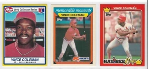 (3) verschiedene VINCE COLEMAN Lot. St. Louis Cardinals.  NR-MINT (Topps/Post) - Bild 1 von 8