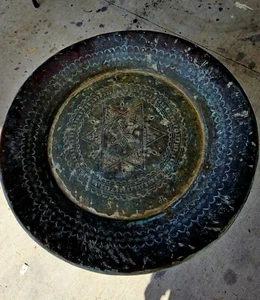 1920s Antique Hand Tooled Oversized Metal Copper Tray RARE FIND 64cm - Picture 1 of 11