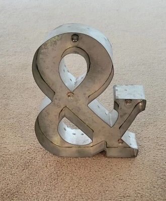 The "&" Symbol Marquee Light Up Rustic Metal Sign ~ Hanging or Standing *WORKS* - Image 1 of 4