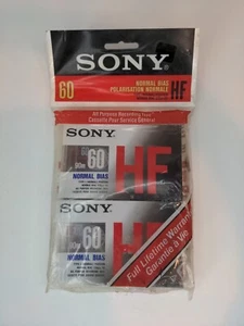 Sony HF60 Type I Normal Bias 90m Blank Cassette - 2 pack - New - Picture 1 of 2