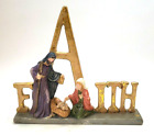 FAITH Holy Family Nativity Porcelain Figurine Mantle Christmas Decor