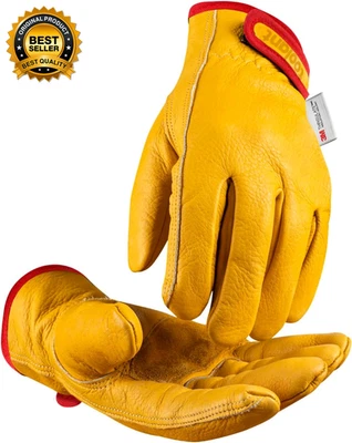 Guantes de trabajo de cuero de invierno, forro aislante cálido 3M para trabajos en clima frío, el Foto 1 de 4