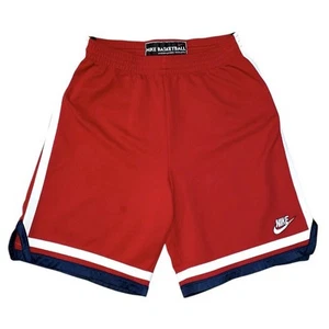Y2K Nike Basketball Shorts Red Embroidered Spell out Swoosh Size Large (F) - Picture 1 of 6