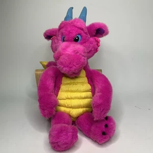 Vintage 1998 Liberty Toy Co 20” Magenta Pink Dragon Plush Nylon Neon - Picture 1 of 9