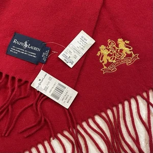 Vintage 90er Ralph Lauren Wolle Kaschmir Überwurf Decke rot bestickt Neu mit Etikett! 800 $ - Bild 1 von 7