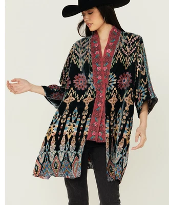 NEW JOHNNY WAS VELVET BURNOUT SILK REVERSIBLE KIMONO JACKET LARGE XL 2XL $598 - Image 1 of 4