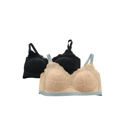 Sujetador de encaje plano festoneado Rhonda Shear 2 piezas BEIGE POLVORIENTO NEGRO SALVIA M NUEVO SIN ETIQUETAS (734) Foto 1 de 4