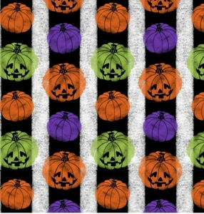 halloween pumpkin stripe fat quarter 100% cotton by david textiles - Picture 1 of 2