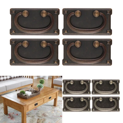4/8PCS Vintage Drawer Ring Pull Handles Bronze Drop Ring Cupboard Pull Handles - Image 1 of 4