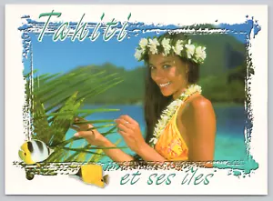Postcard Pretty Lady Welcome to Tahiti and its Islands - Picture 1 of 2