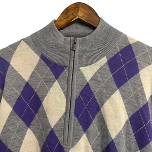 FootJoy FJ 1/4 Zip Pullover Strick Wollpullover Golf Argyle Diamond Herren Large - Bild 1 von 9