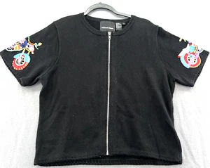 Michael Simon Sweater Womens Large Black Short Sleeve Full Zip Motorcycles - Picture 1 of 11