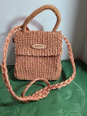 Bolso Bandolera Esprit Tostado Rafia Tamaño Mediano Boho-chic Vacaciones  Foto 1 de 4