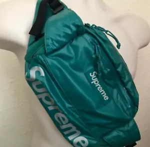 FW17 Supreme teal waist bag Cordura Fabric reflective text Shoulder Belt Used 1x - Picture 1 of 12