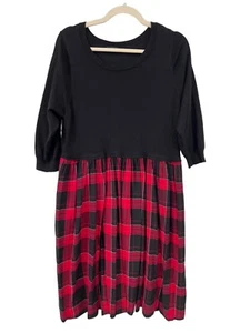 Torrid Mini Challis To Knit Dress Size 2X Black Red Plaid Dark Academia Holiday - Picture 1 of 7