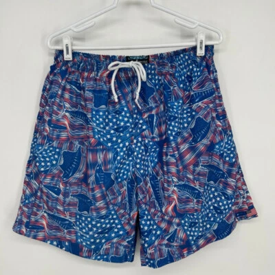 Мужские большие синие шорты с подкладкой с флагом США Hook Tackle Swim Trunks - Изображение 1 из 4