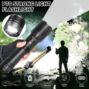 250000000LM Rechargeable XHP90.2 LED Flashlight Tactical Super Bright Zoom Torch - Picture 1 of 16