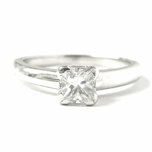 Platinum Diamond Solitaire Ring Engagement Princess Cut Square Hallmarked 0.50ct - Picture 1 of 14