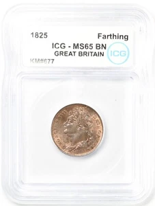 ICG MS65BN 1825 Gran Bretagna Giorgio IIII Farthing KM#677 - Foto 1 di 2