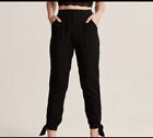 Abercrombie And Fitch Black Tie Ankle Black Joggers Size Medium High Waist