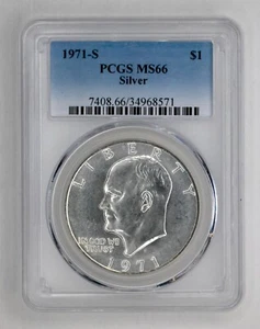 1971-S 1 $ Eisenhower IKE SILVER Dollar PCGS MS66 - Bild 1 von 4