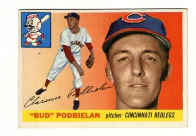 1955 TOPPS CINCINNATI REDLEGS BUD PODBIELAN #153 NO CREASES - Image 1 of 2
