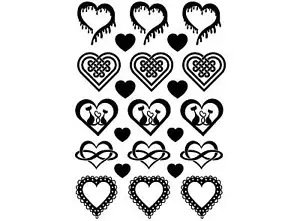 Heart Variety 23 pcs 1" Black Fused Glass Decals - Picture 1 of 1