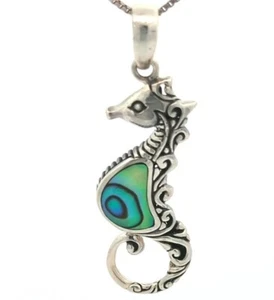 Video Samuel B Behnam BJC Natural Abalone Seahorse 925 Sterling Silver Necklace - Picture 1 of 3